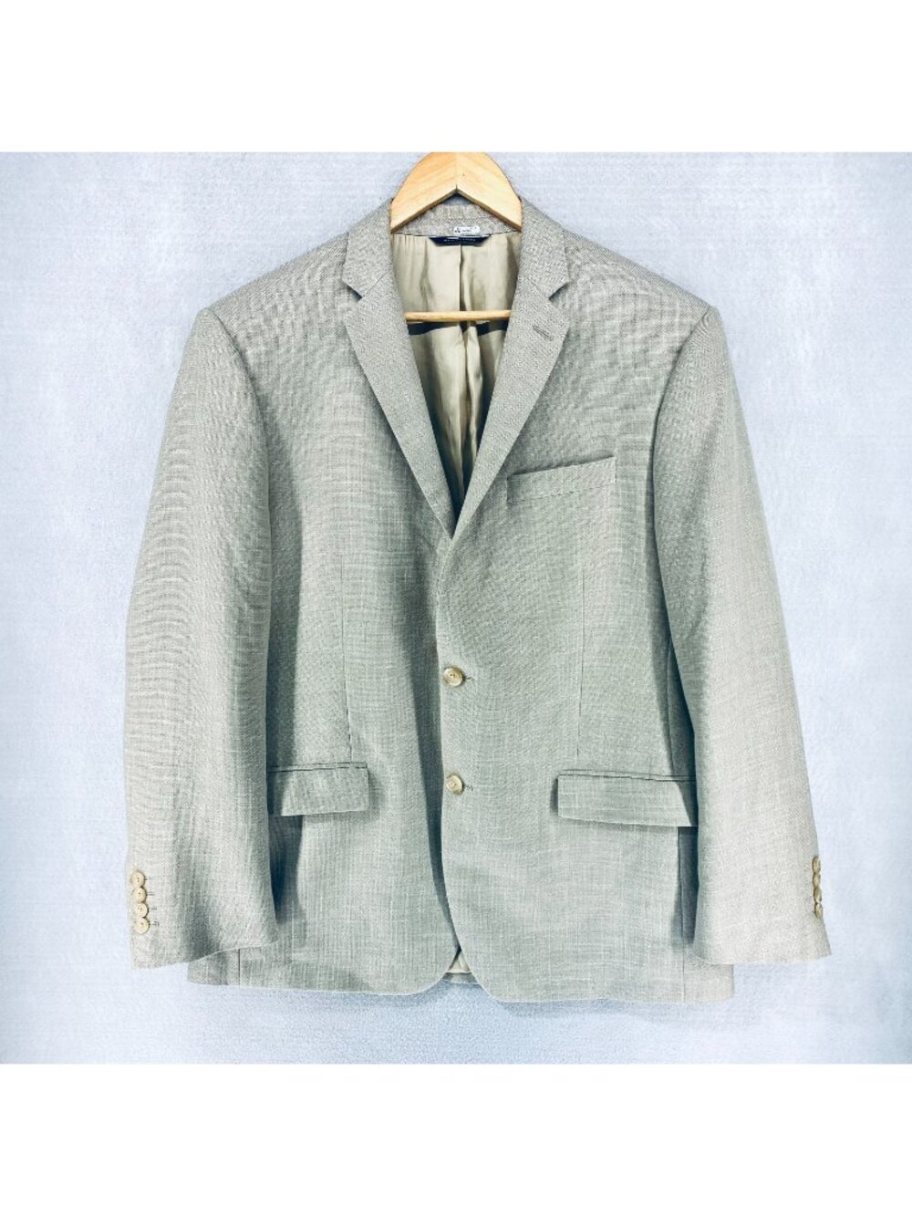 Ralph Lauren Blazer Mens 44R Beige Tweed Sport Coat Jacket Classic Wedding